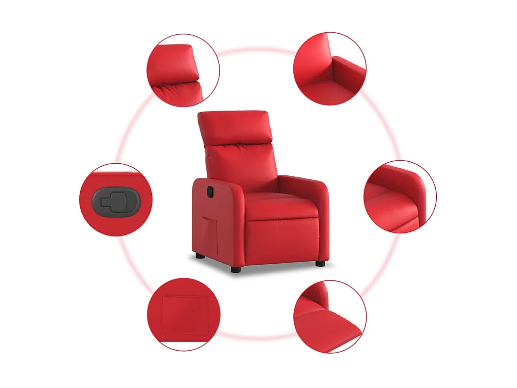 Poltrona Reclinabile Rossa in Similpelle