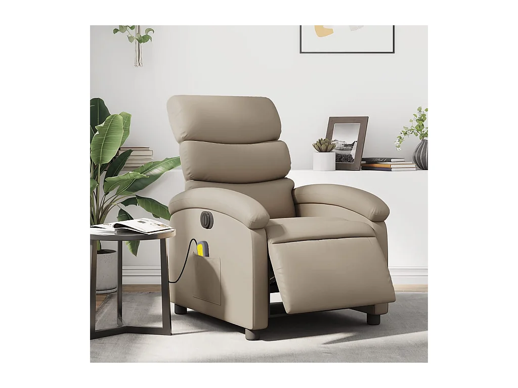 Poltrona Reclinabile Massaggio Elettrica Cappuccino Similpelle