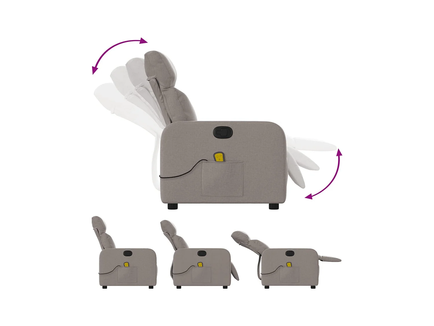 Fauteuil de massage inclinable Taupe Tissu