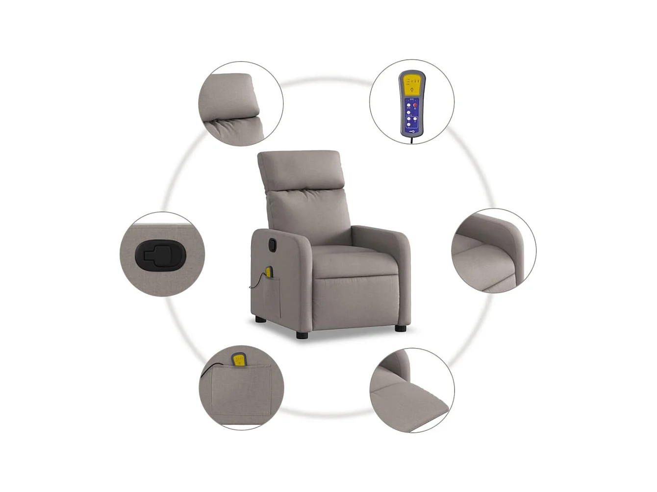 Fauteuil de massage inclinable Taupe Tissu