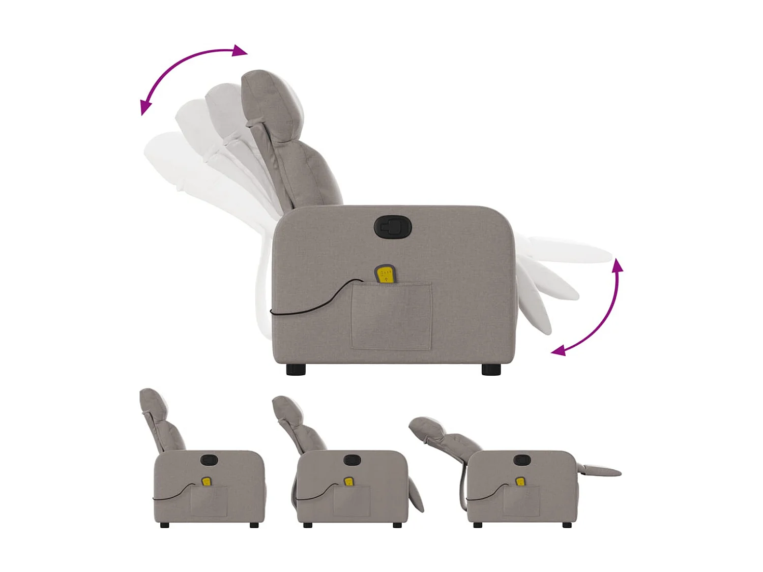 Fauteuil de massage inclinable Taupe Tissu