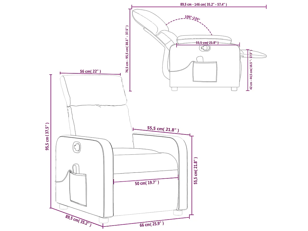 Massagesessel Taupe Stoff