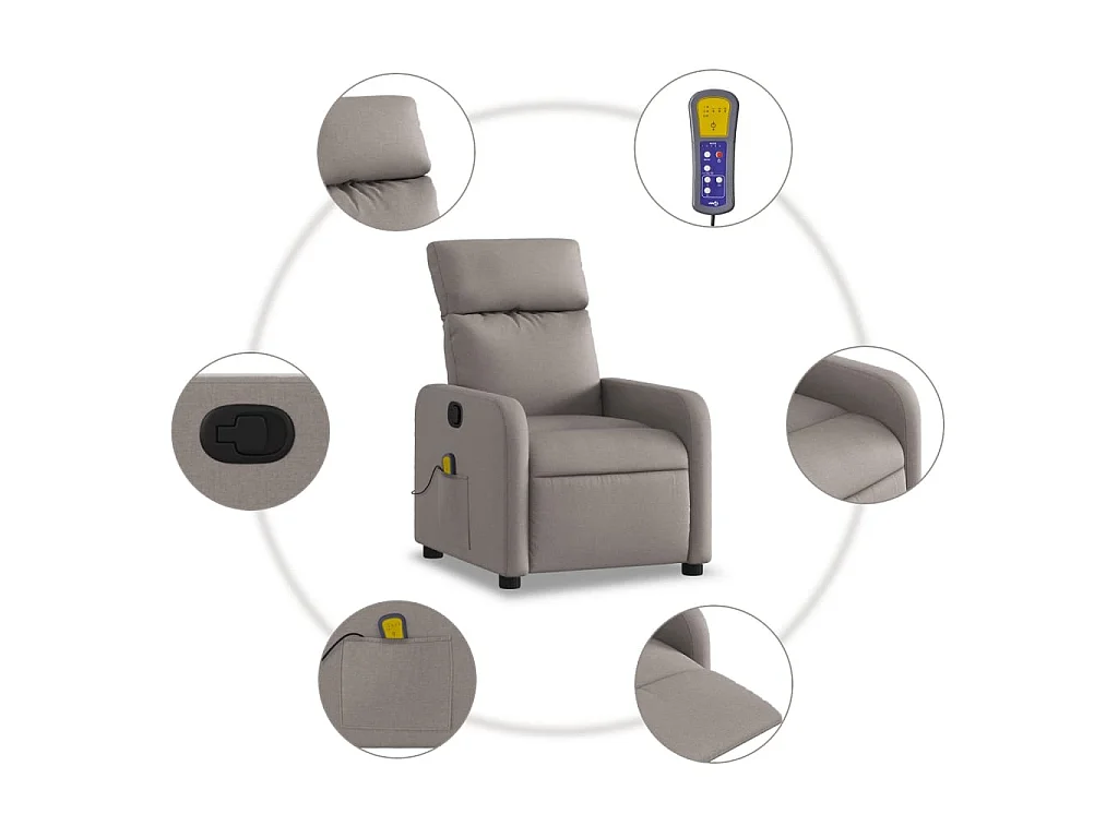 Massagesessel Taupe Stoff