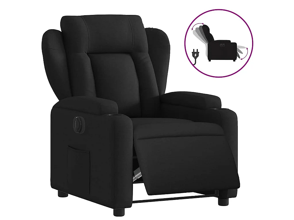 Fauteuil inclinable électrique Noir Tissu