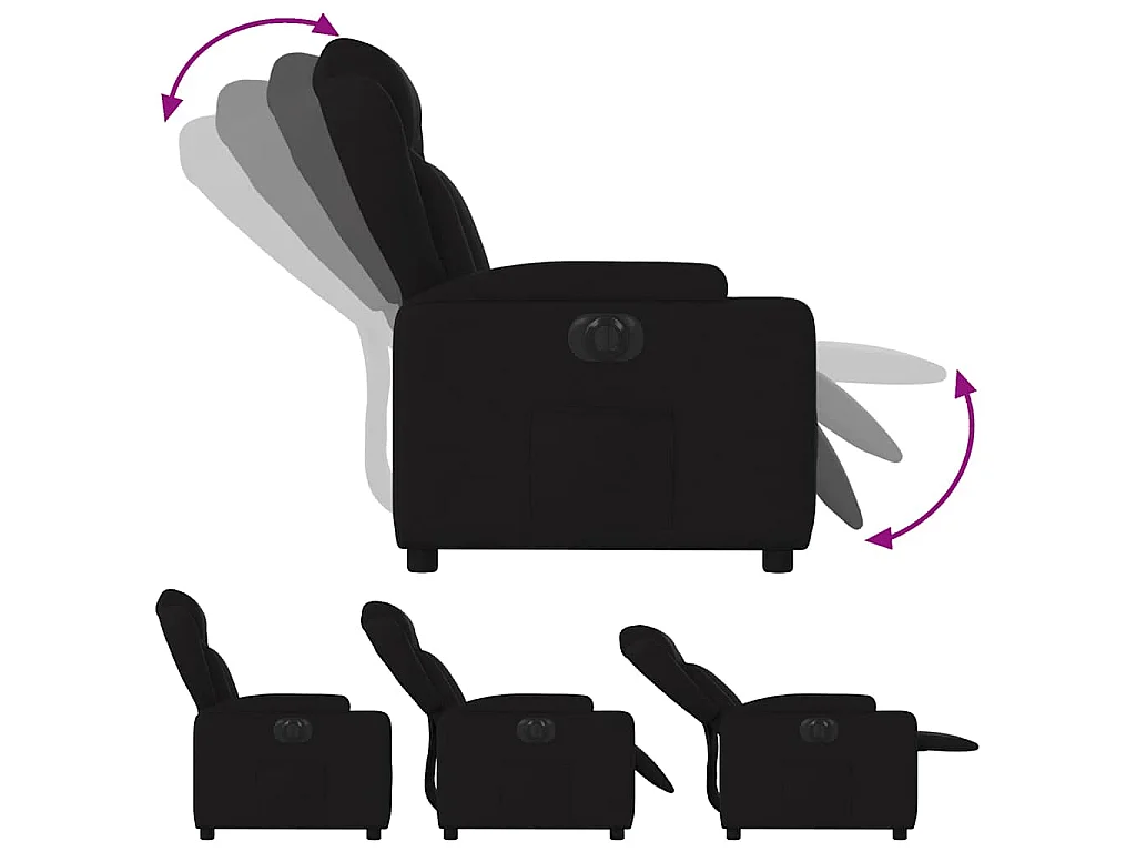 Fauteuil inclinable électrique Noir Tissu