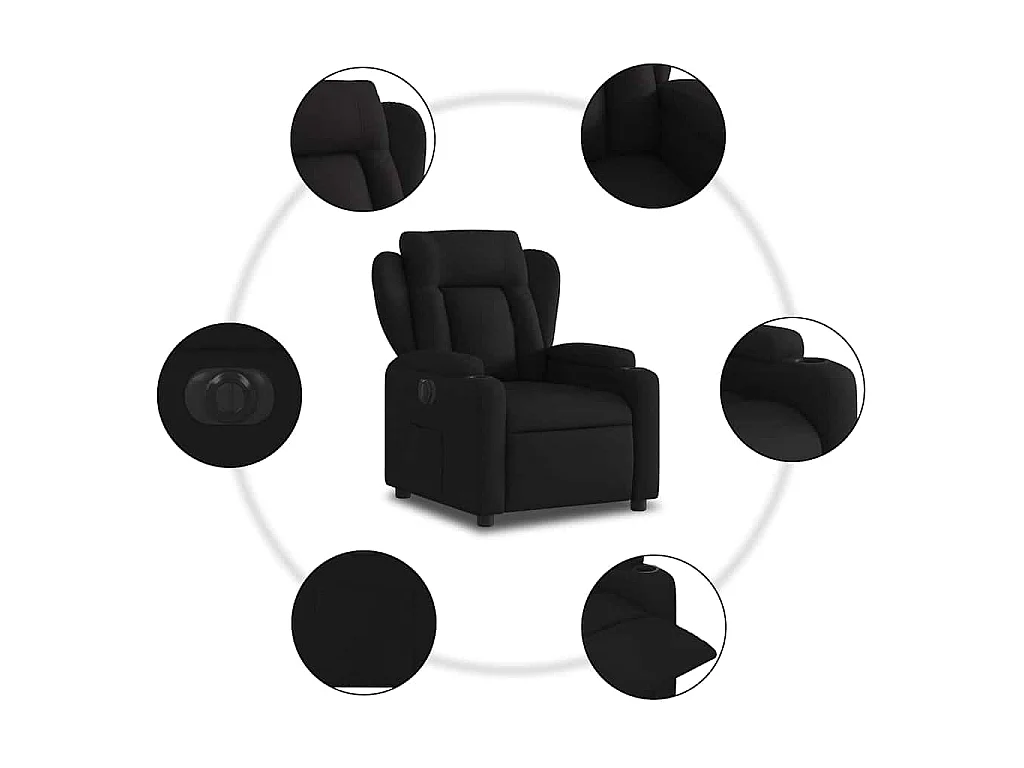 Fauteuil inclinable électrique Noir Tissu