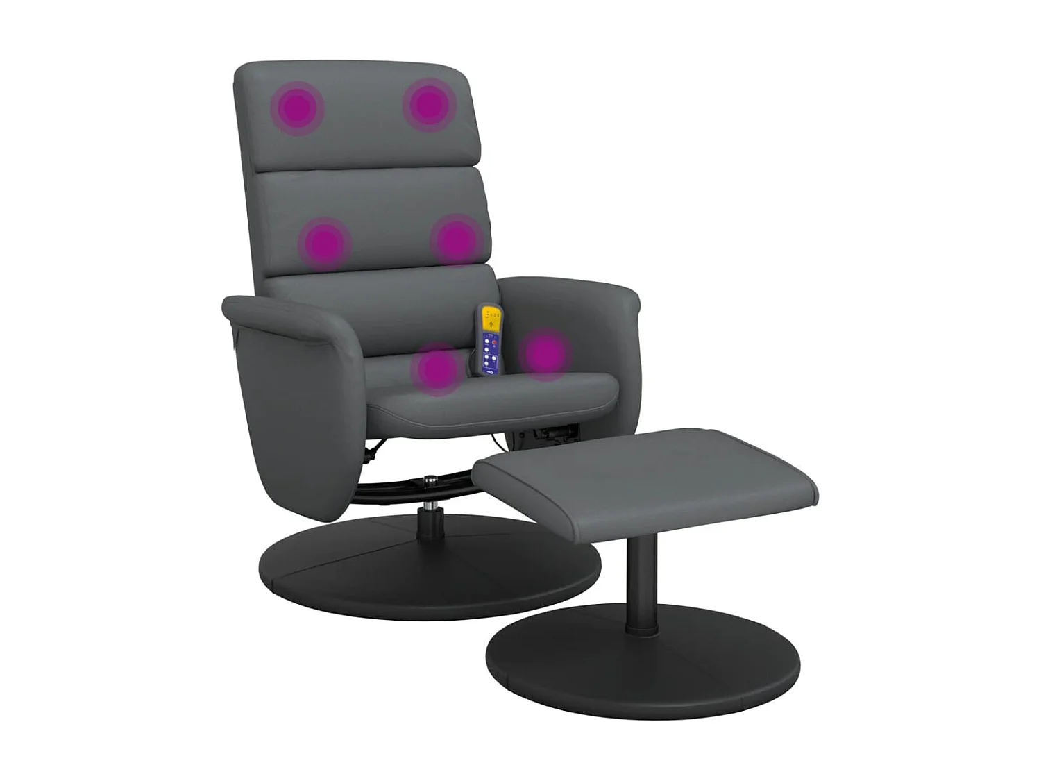 Fauteuil inclinable de massage avec repose-pied gris similicuir