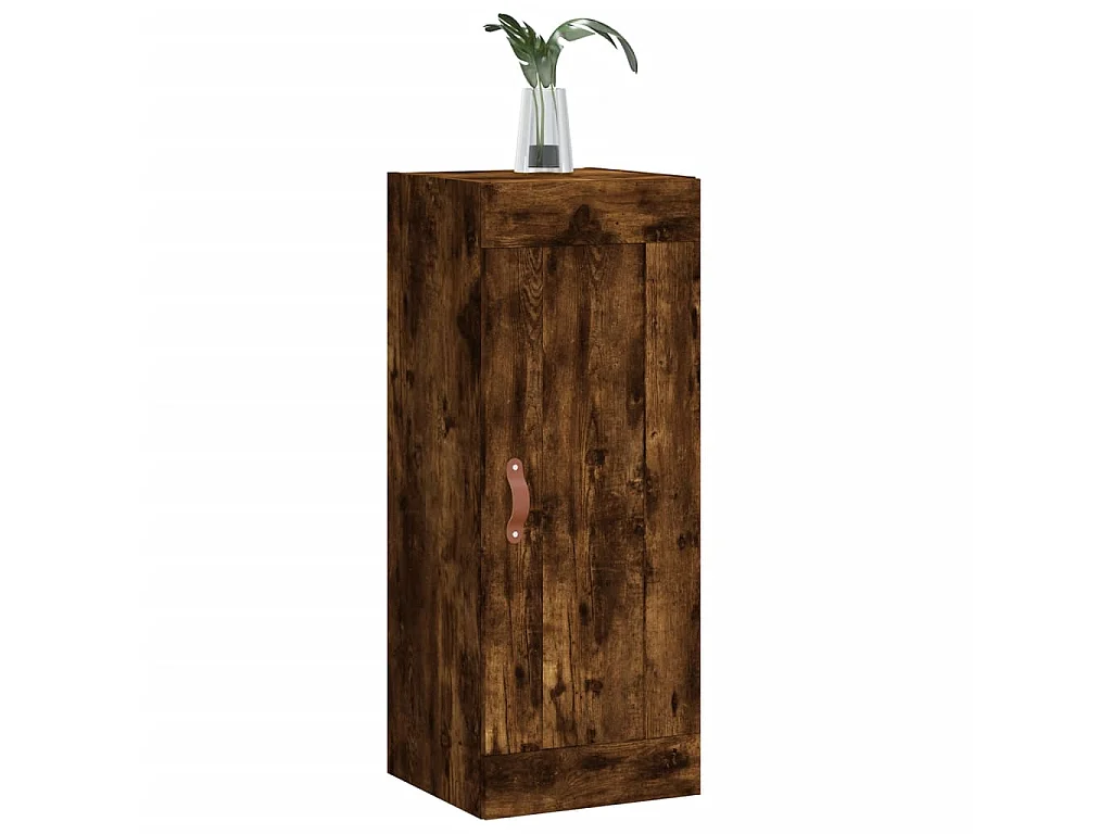 Wandkast 34,5x34x90 cm bewerkt hout gerookt eikenkleurig