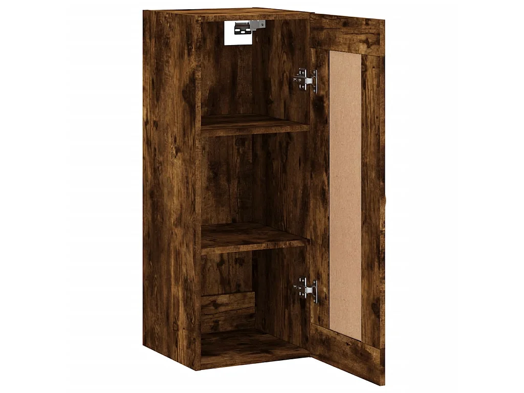 Wandkast 34,5x34x90 cm bewerkt hout gerookt eikenkleurig