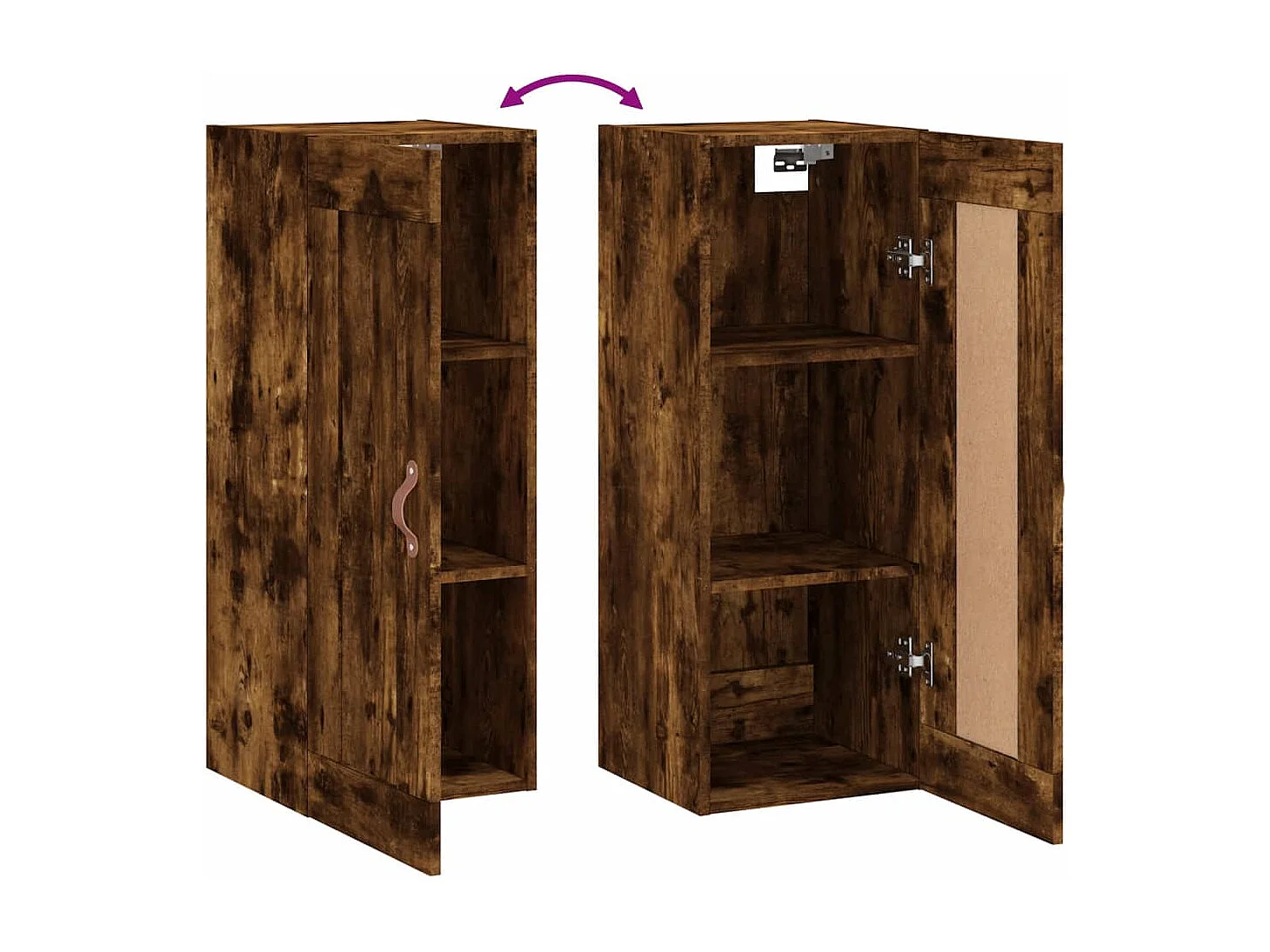 Wandkast 34,5x34x90 cm bewerkt hout gerookt eikenkleurig