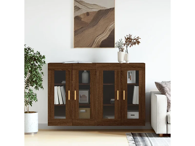 Armoires murales 2 pcs chêne marron bois d'ingénierie