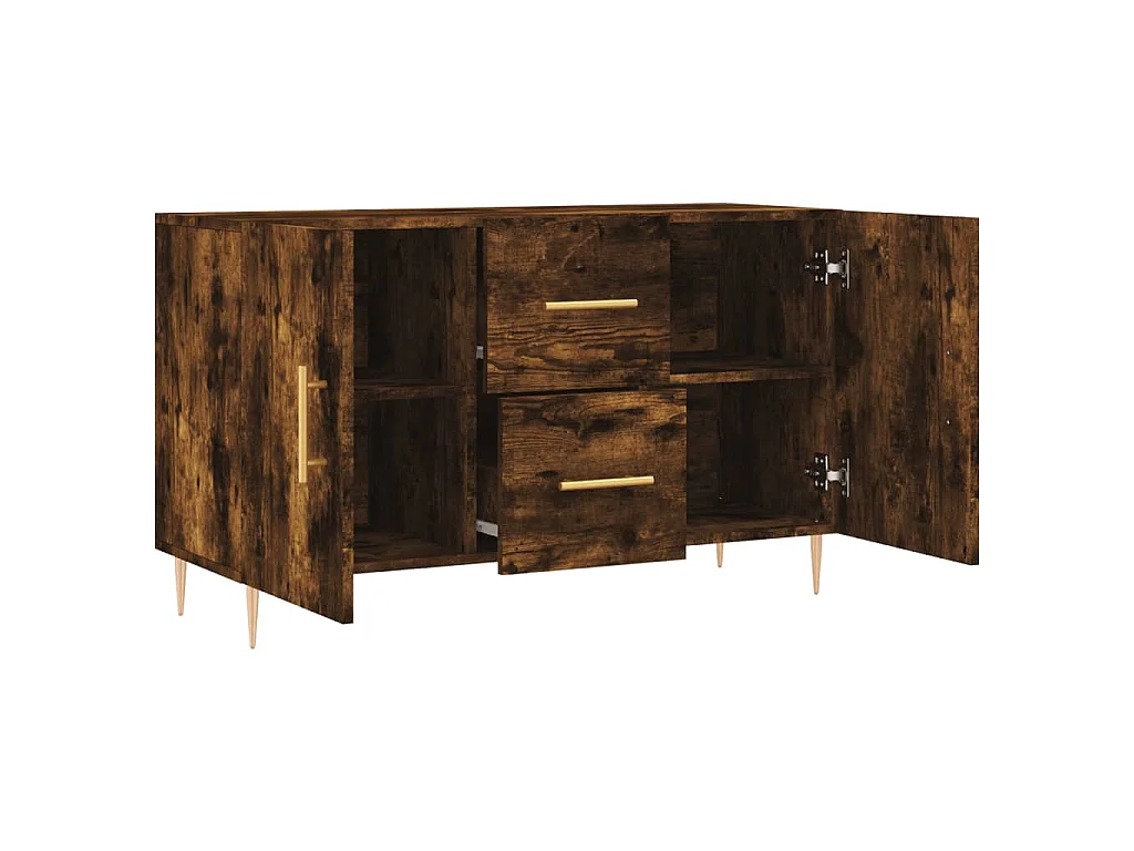 Buffet chêne fumé 100x36x60 cm bois d'ingénierie