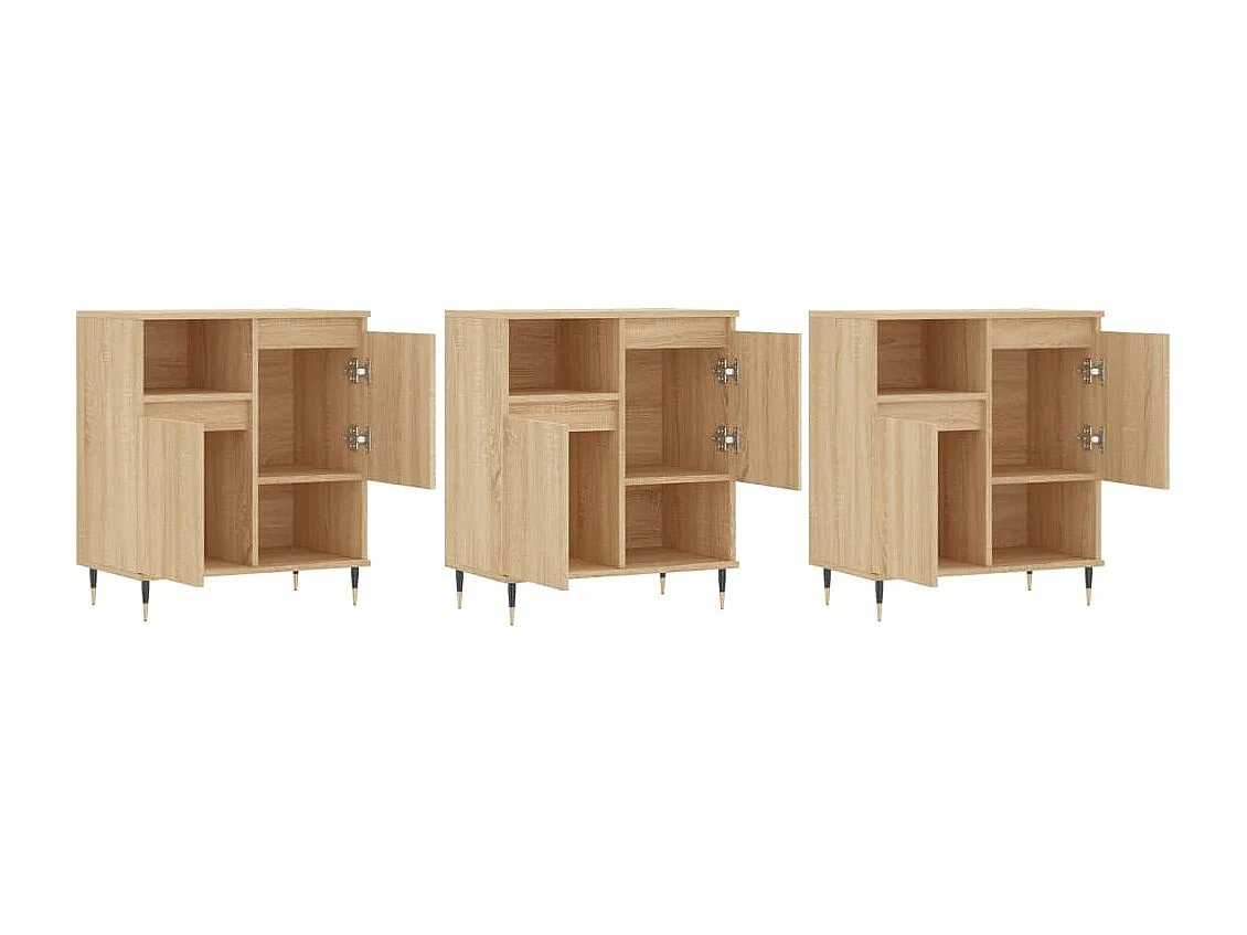 Buffets 3 pcs Chêne sonoma Bois d'ingénierie