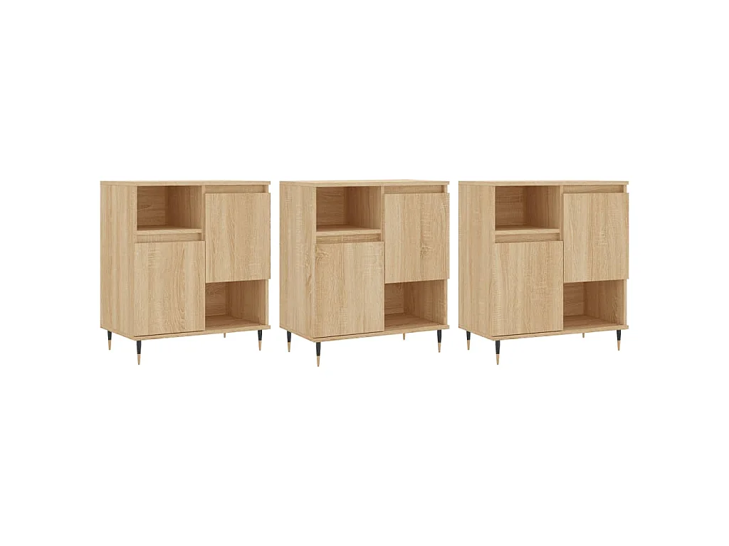 Buffets 3 pcs Chêne sonoma Bois d'ingénierie