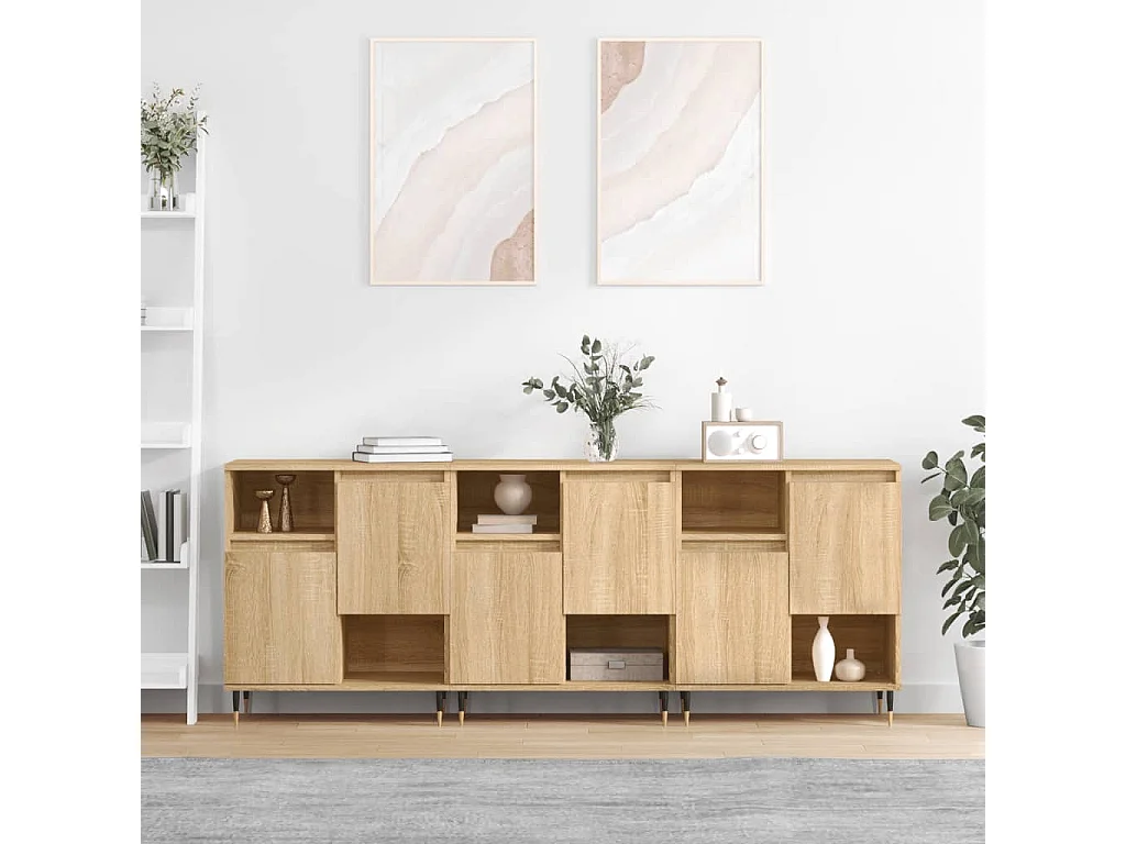 Buffets 3 pcs Chêne sonoma Bois d'ingénierie
