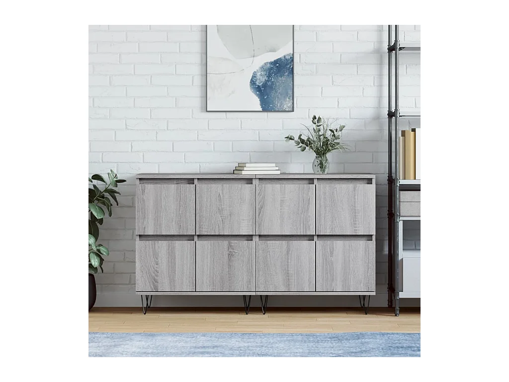 Buffets 2 pcs sonoma gris bois d'ingénierie