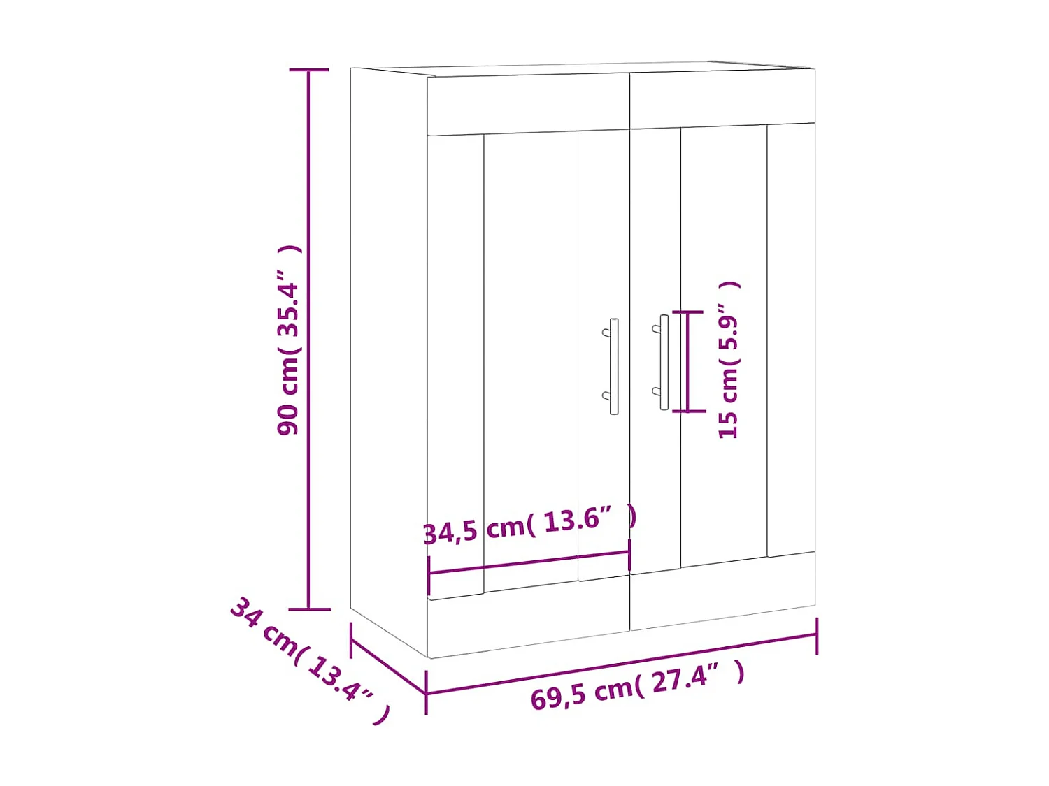 Bovenkast 69,5x34x90 cm sonoma eikenkleurig