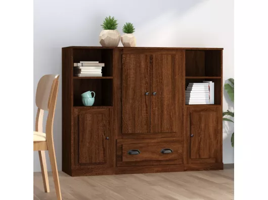 Kauf Unique Highboards 3 Stk. Braun Eichen-Optik Holzwerkstoff