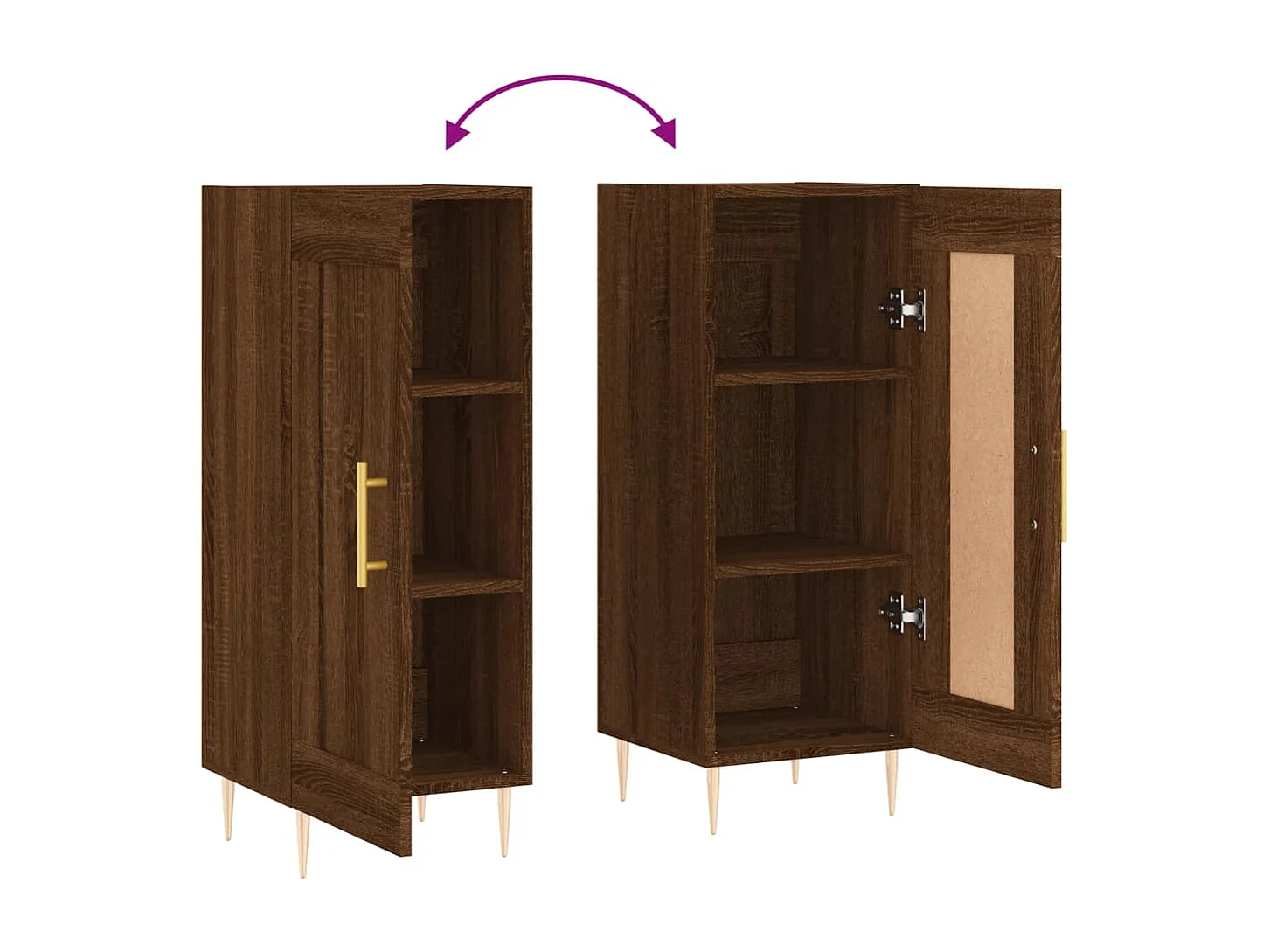 Credenza Rovere Marrone 34,5x34x90 cm in Legno Multistrato