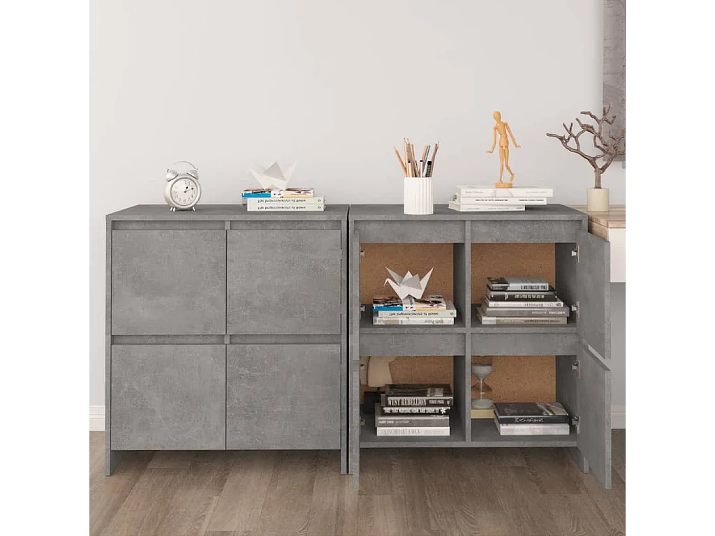 Sideboards 2 Stk. Betongrau 70x41x75 cm Holzwerkstoff