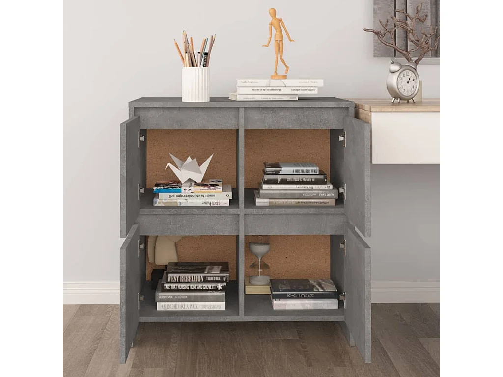 Sideboards 2 Stk. Betongrau 70x41x75 cm Holzwerkstoff