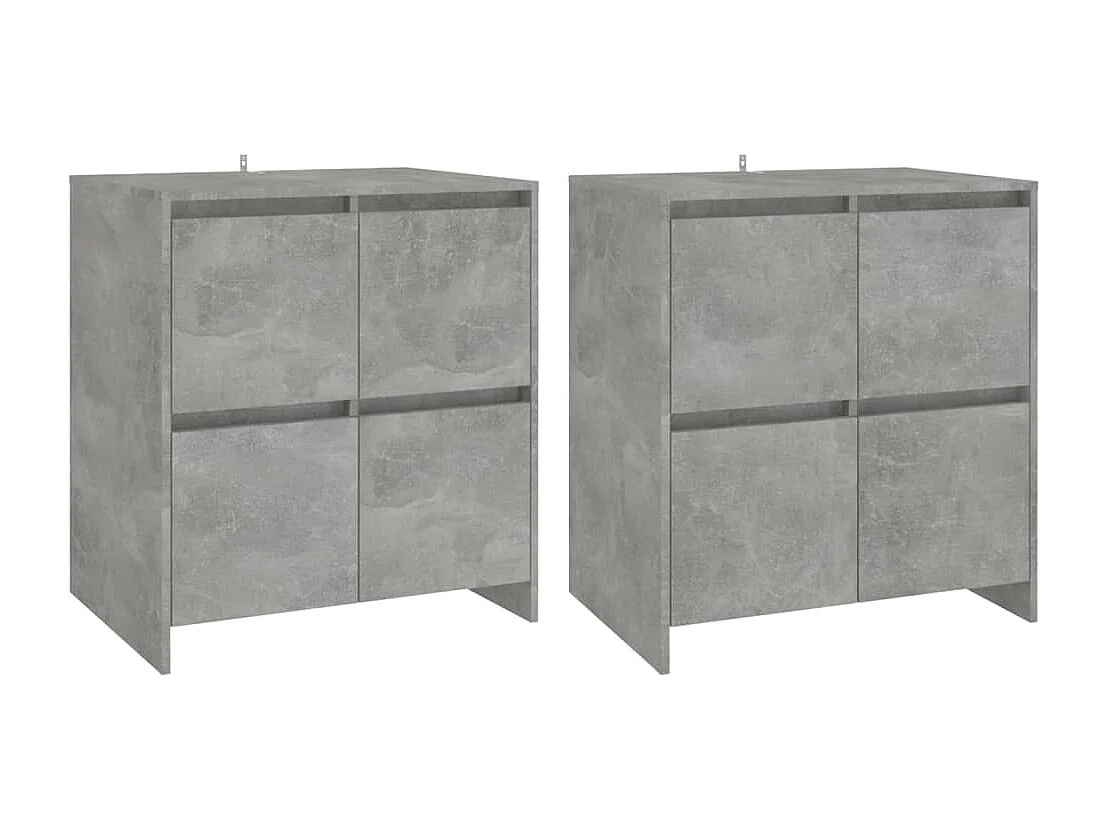 Buffets 2 pcs Gris béton 70x41x75 cm Bois d'ingénierie
