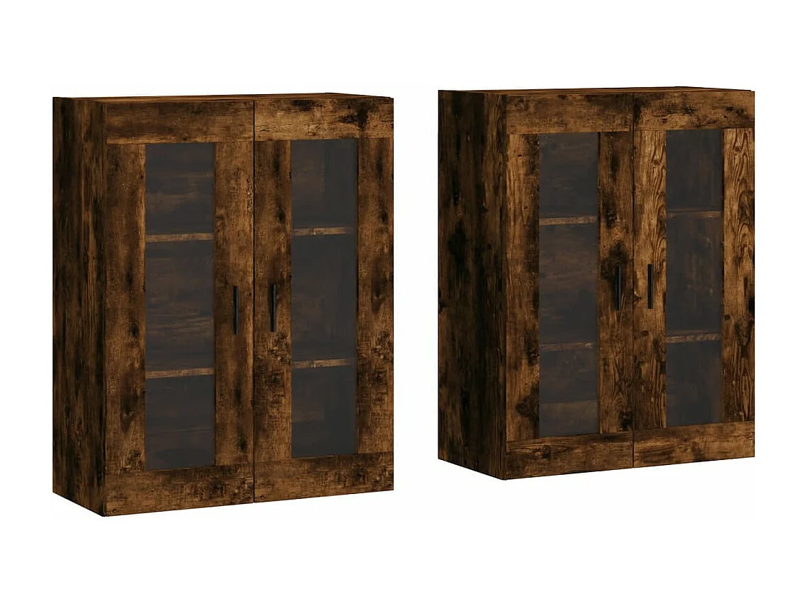 Armarios de pared 2 uds madera de ingeniería roble ahumado