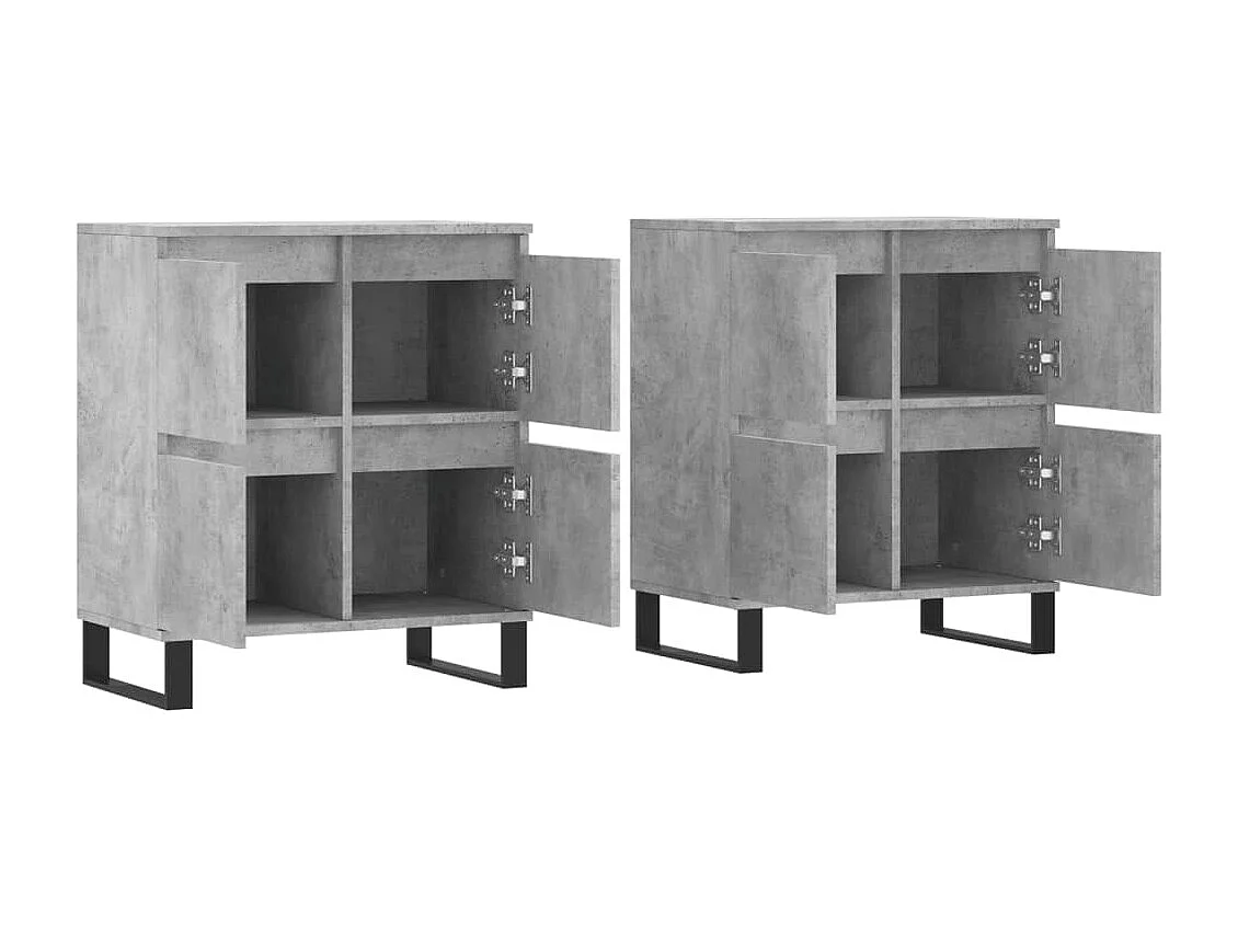 Buffets 2 pcs gris béton bois d'ingénierie