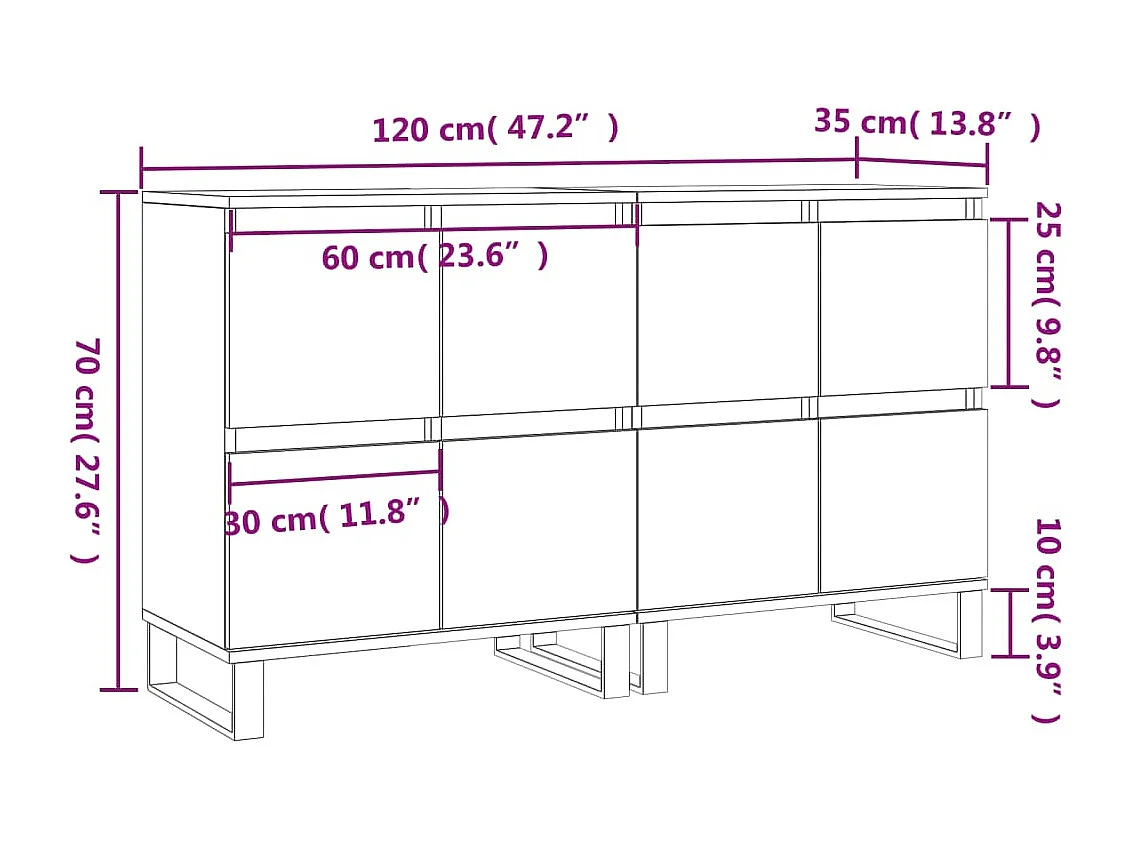 Sideboards 2 Stk. Betongrau Holzwerkstoff