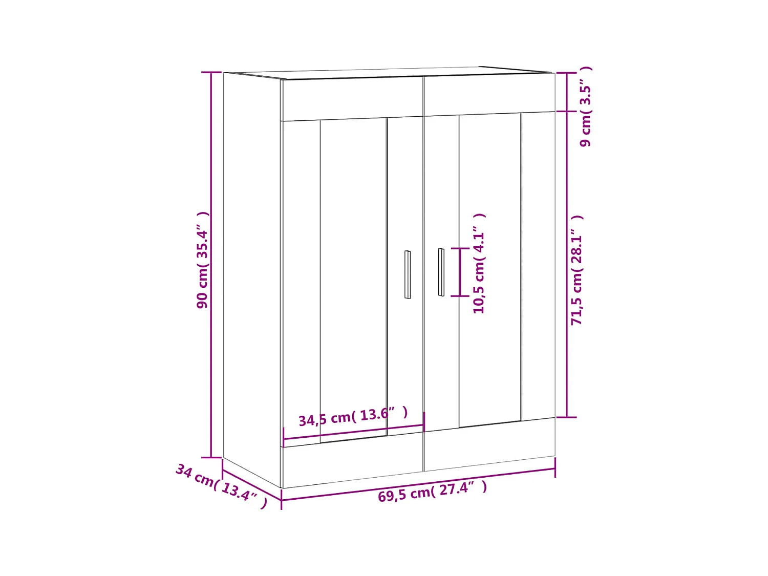Armario de pared madera ingeniería roble Sonoma 69,5x34x90 cm