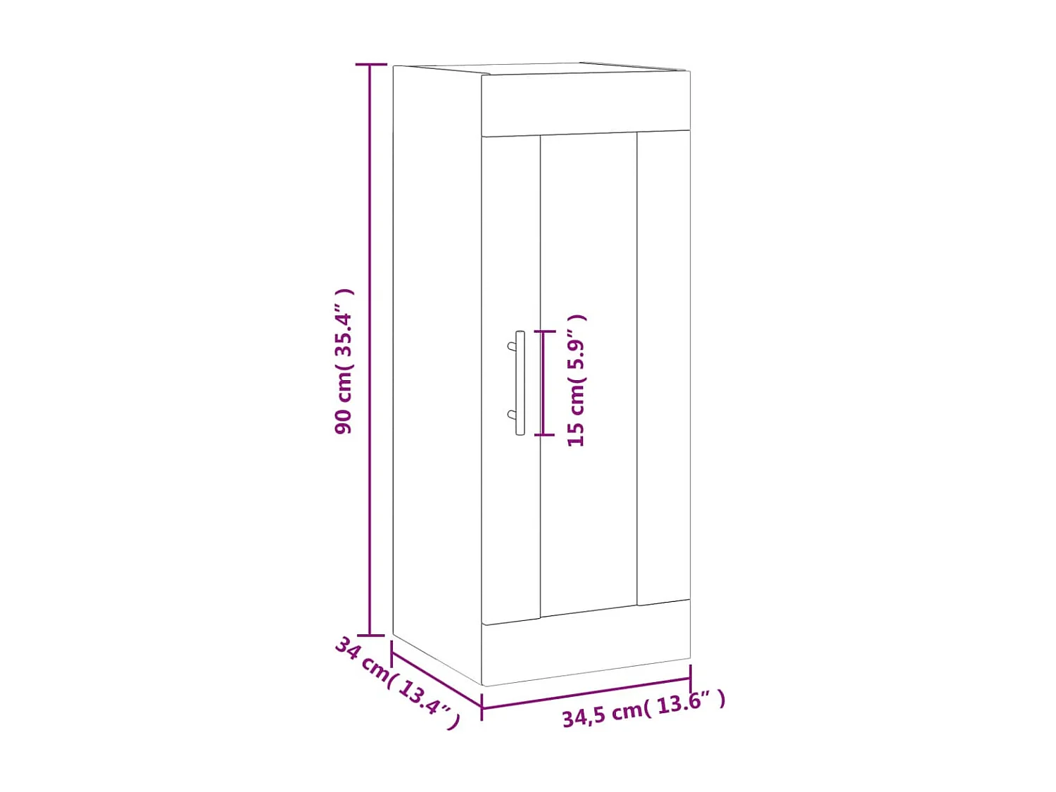 Mobile a Parete Rovere Fumo 34,5x34x90 cm