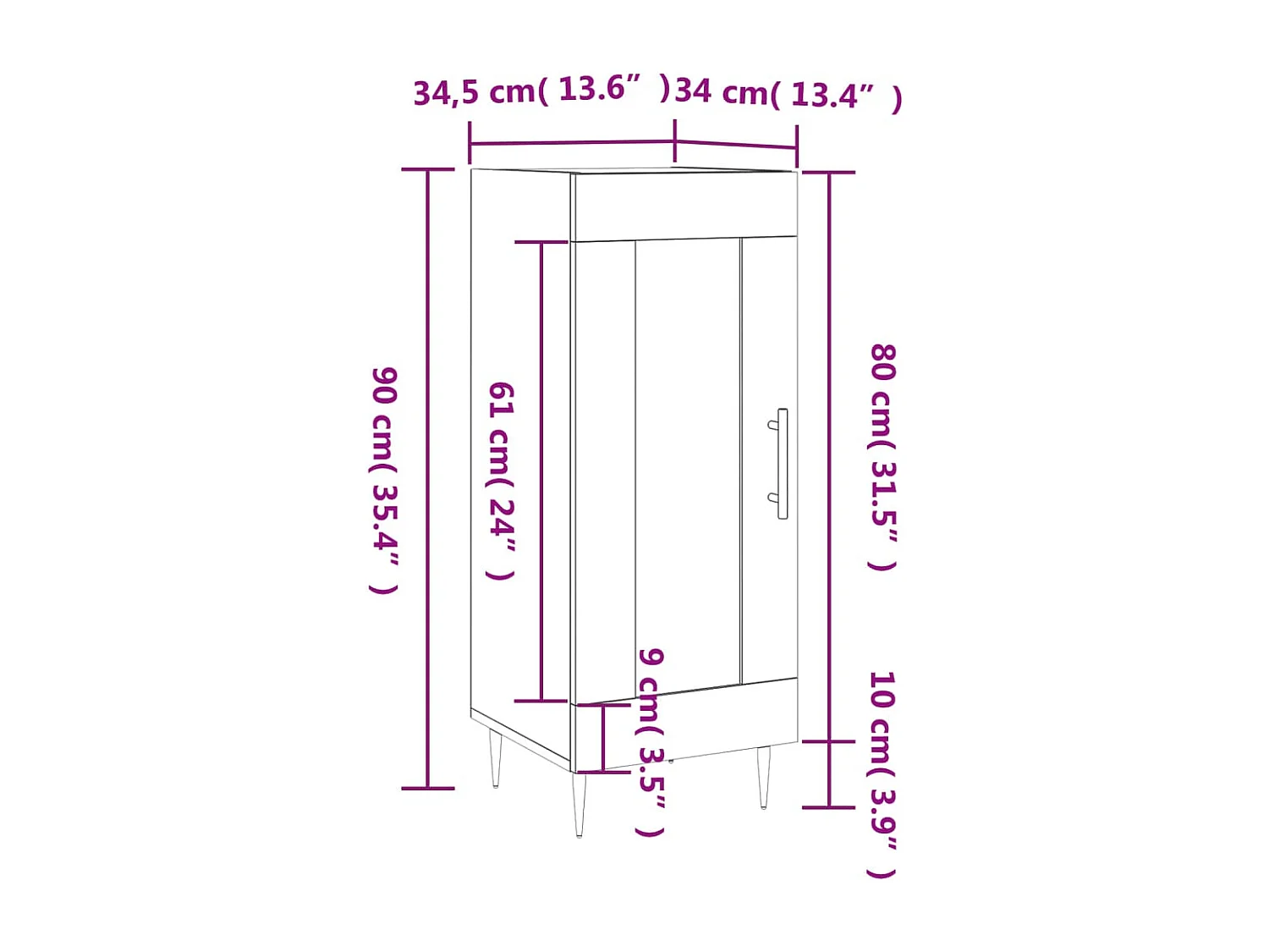 Buffet Sonoma gris 34,5x34x90 cm Bois d'ingénierie