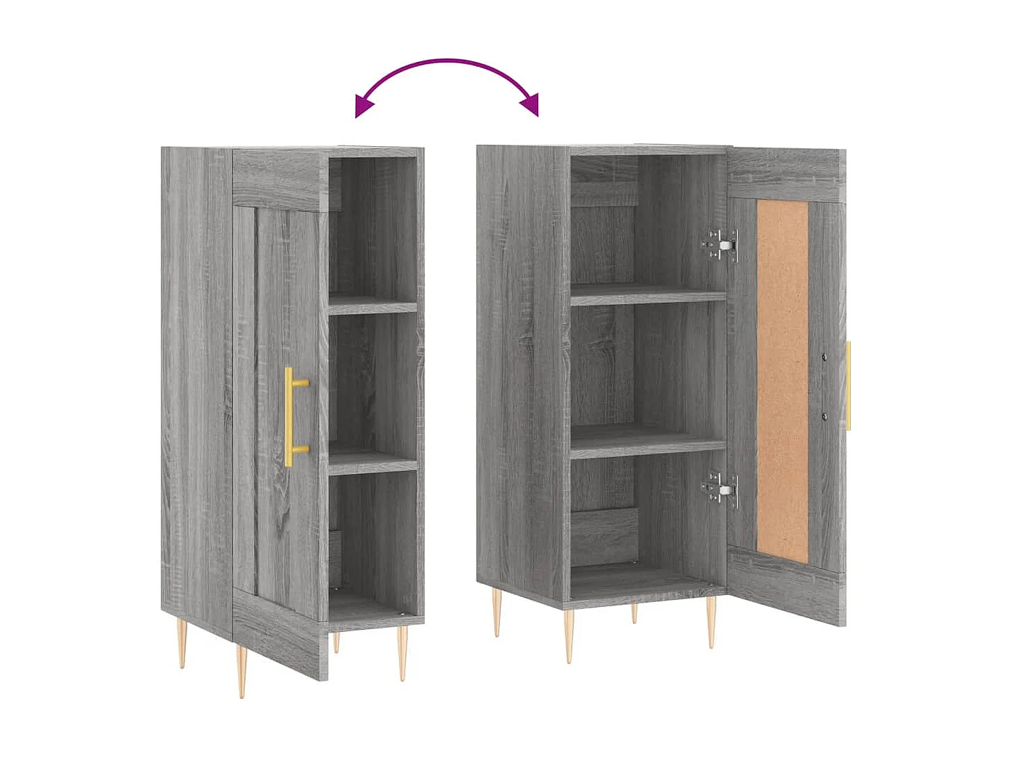 Buffet Sonoma gris 34,5x34x90 cm Bois d'ingénierie