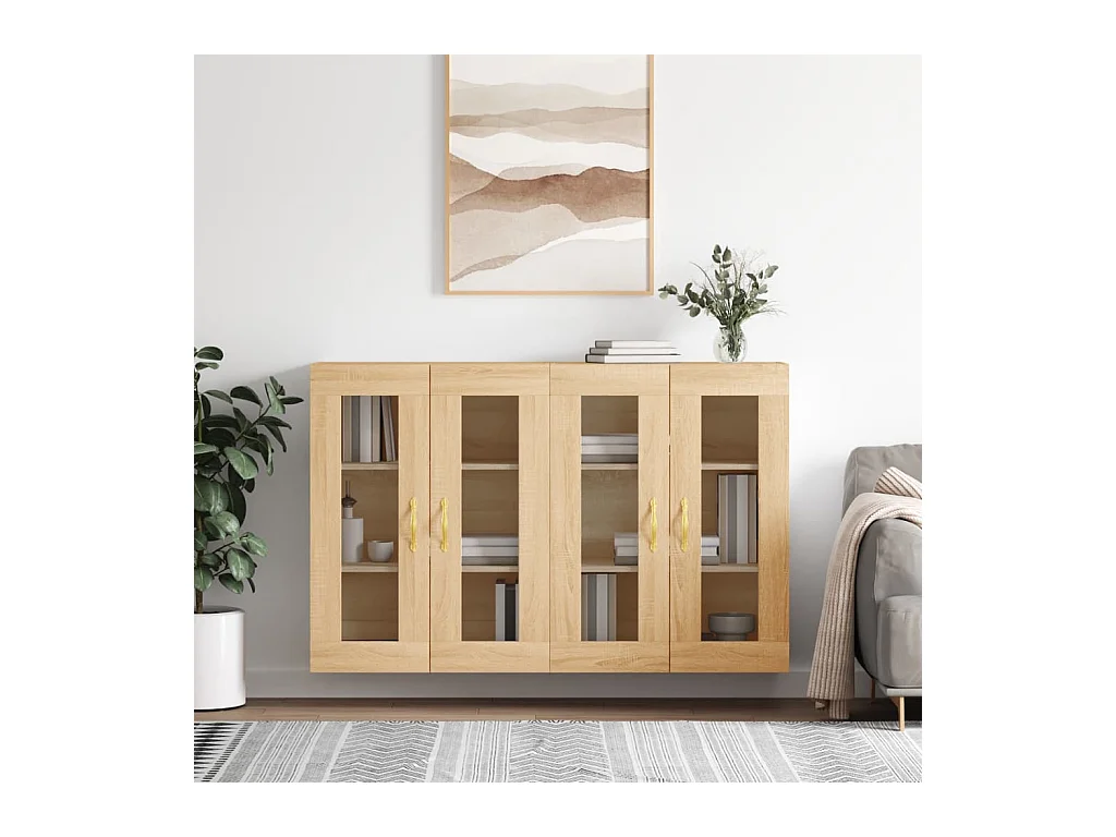 Armoires murales 2 pcs chêne sonoma bois d'ingénierie