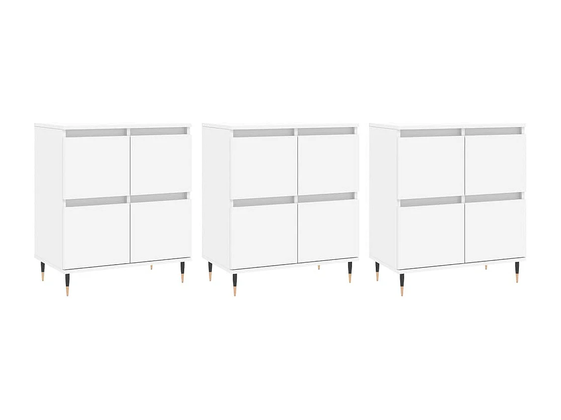 Dressoirs 3 st bewerkt hout wit