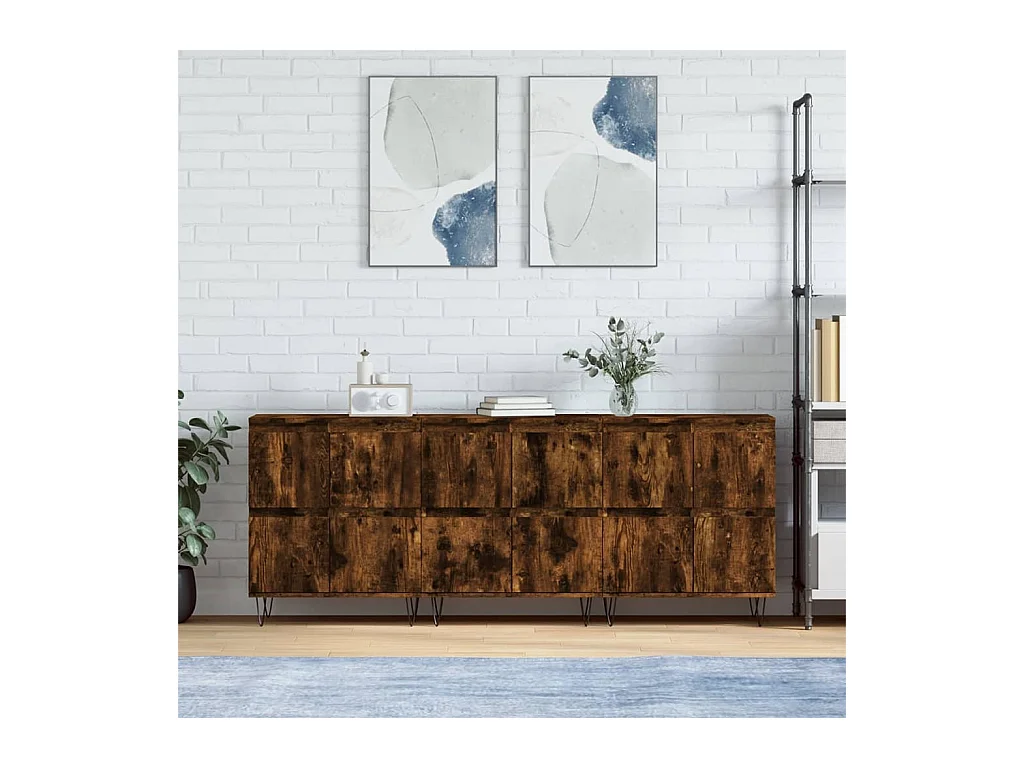 Buffets 3 pcs Chêne fumé Bois d'ingénierie