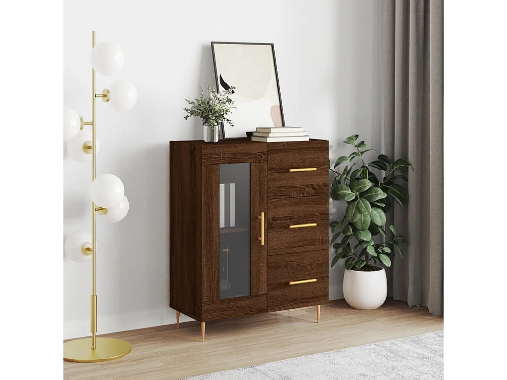 Buffet chêne marron 69,5x34x90 cm bois d'ingénierie