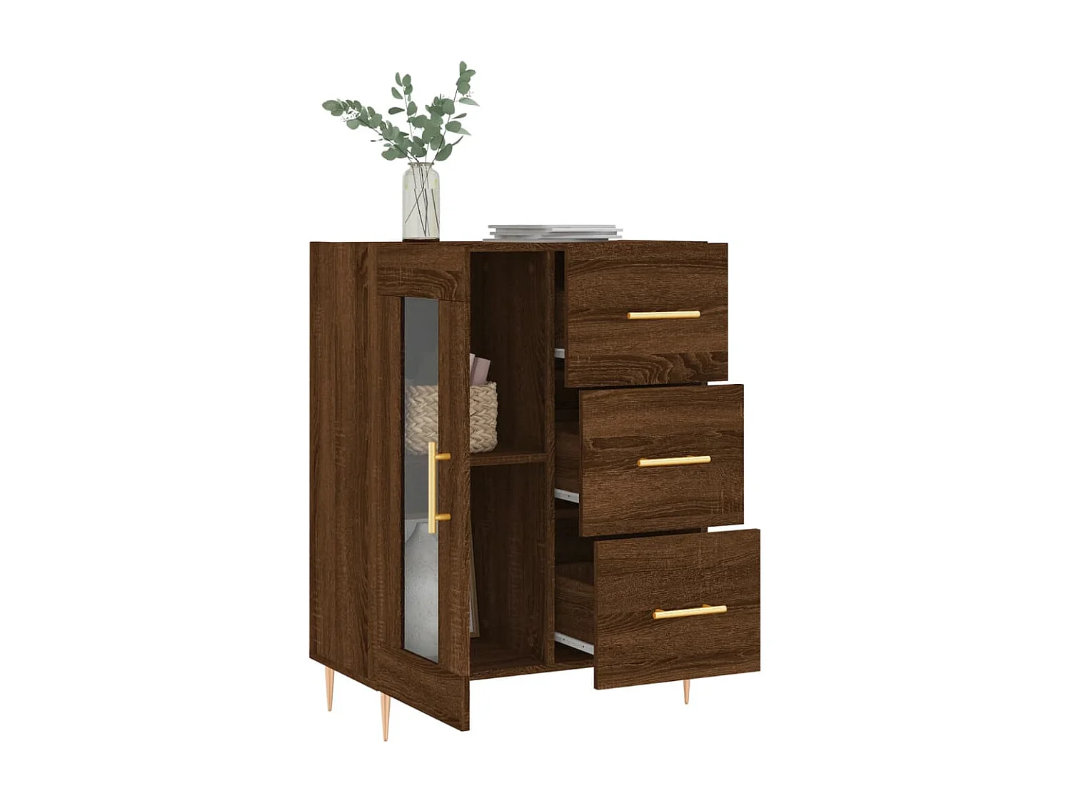 Buffet chêne marron 69,5x34x90 cm bois d'ingénierie