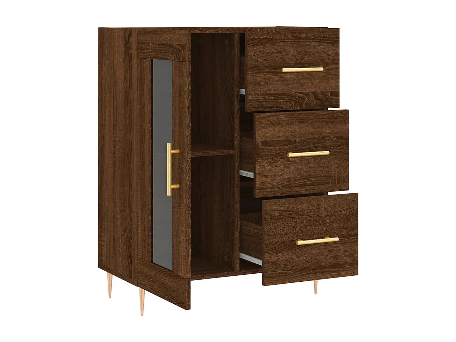 Buffet chêne marron 69,5x34x90 cm bois d'ingénierie