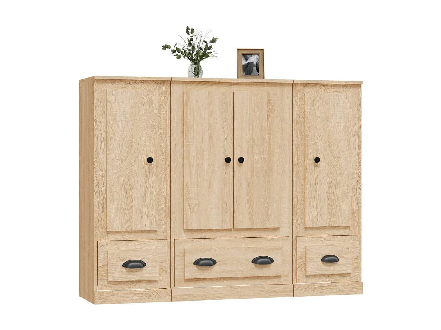 Highboards 3 Stk. Sonoma-Eiche Holzwerkstoff