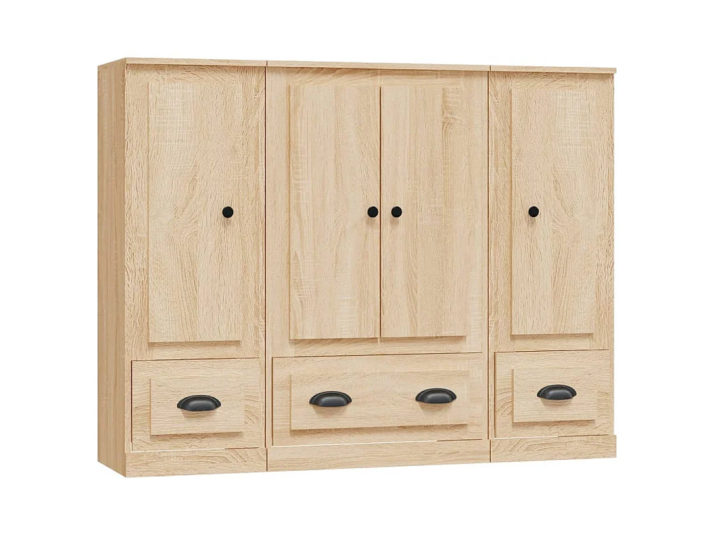 Hoge kasten 3 st bewerkt hout sonoma eikenkleurig
