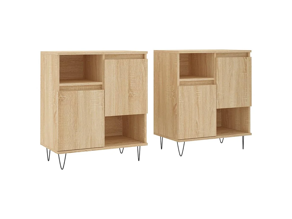 Dressoirs 2 st bewerkt hout sonoma eikenkleurig