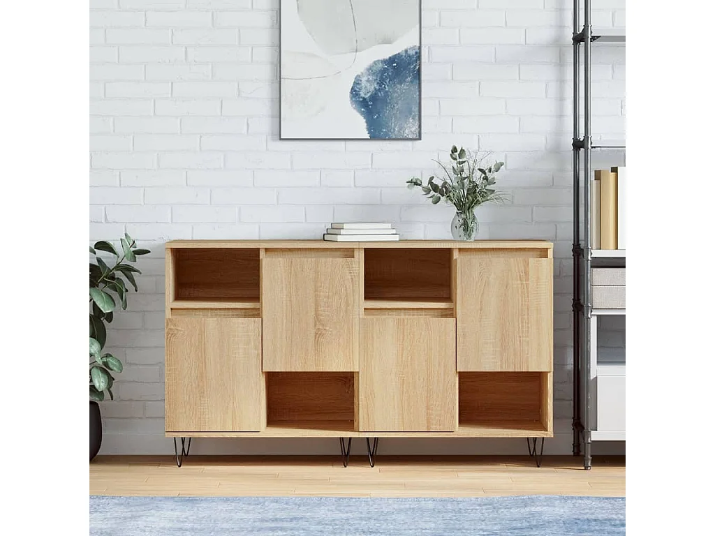 Dressoirs 2 st bewerkt hout sonoma eikenkleurig