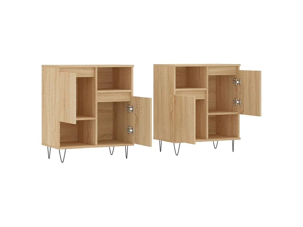 Dressoirs 2 st bewerkt hout sonoma eikenkleurig