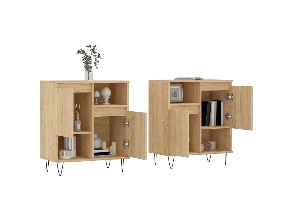 Dressoirs 2 st bewerkt hout sonoma eikenkleurig