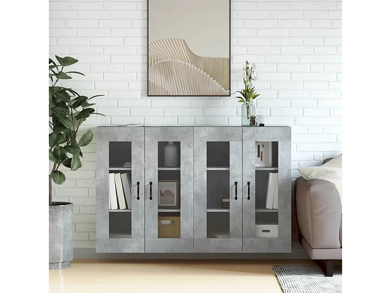 Armarios de pared 2 uds madera de ingeniería gris hormigón