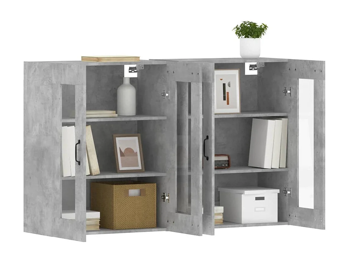 Armoires murales 2 pcs gris béton bois d'ingénierie