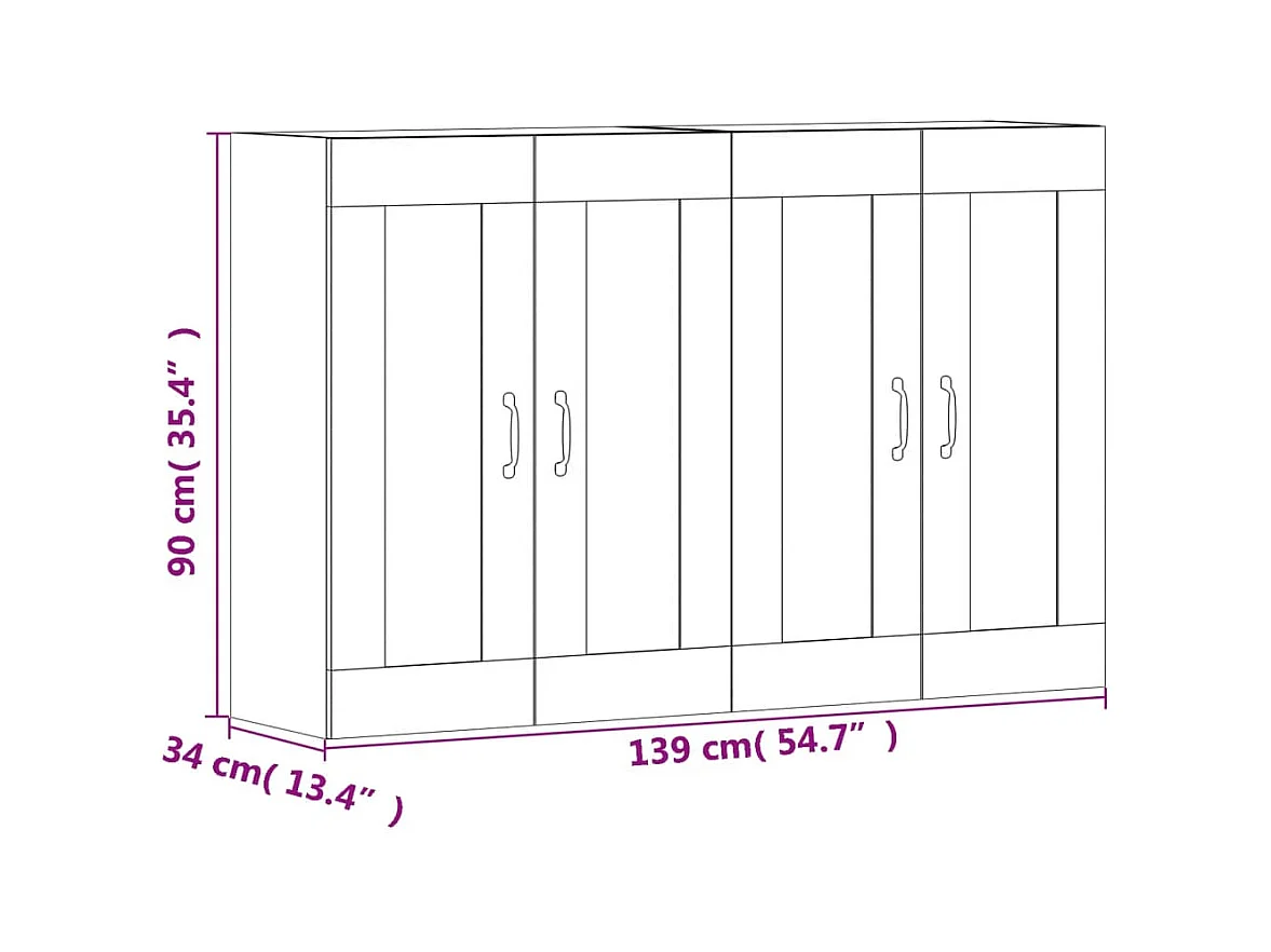 Móveis de parede 2 pcs derivados de madeira cinzento cimento