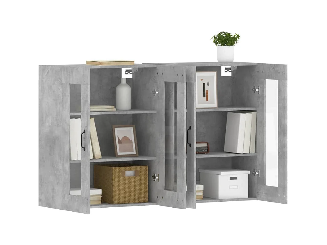 Móveis de parede 2 pcs derivados de madeira cinzento cimento
