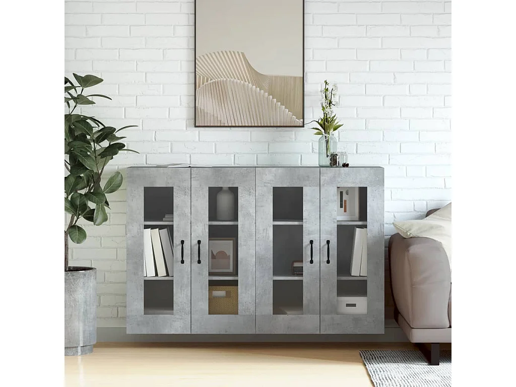 Armoires murales 2 pcs gris béton bois d'ingénierie